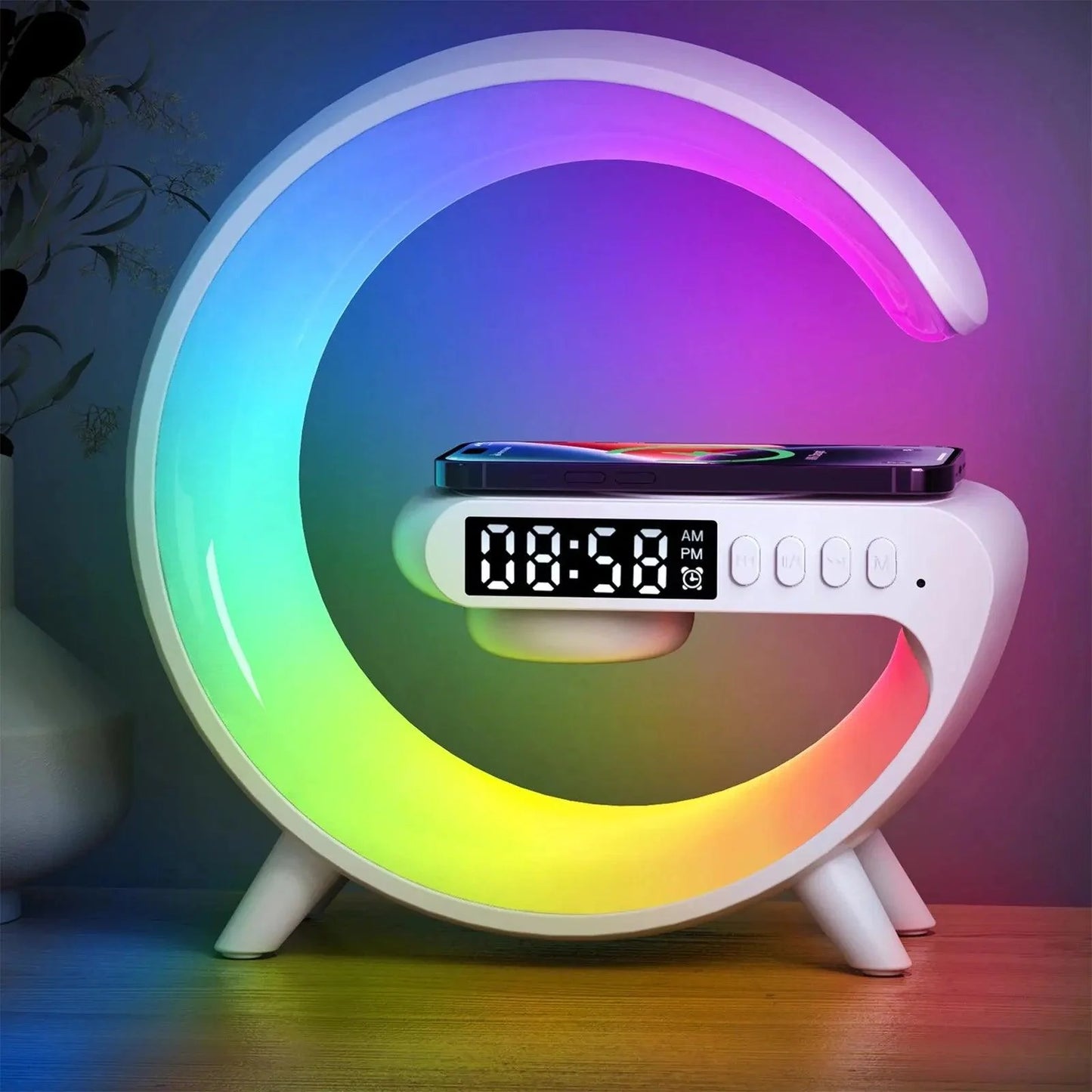 15W RGB LED Smart Wake Up Light with Wireless Speaker - Rechargeable Desk Lamp