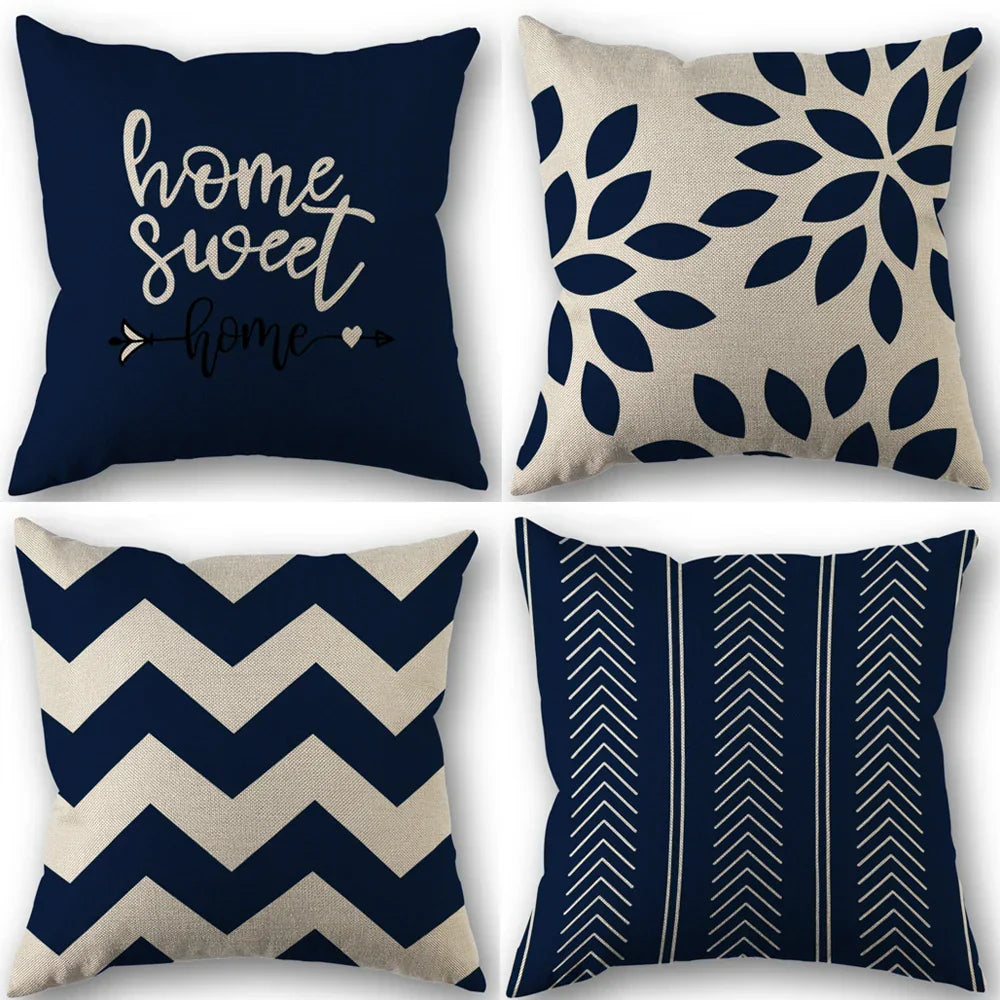 Elegant "Home Sweet Home" Linen Square Cushion Covers