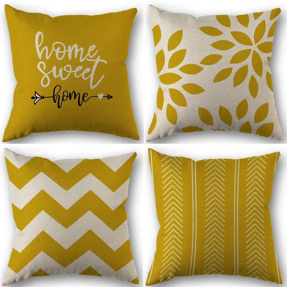 Elegant "Home Sweet Home" Linen Square Cushion Covers