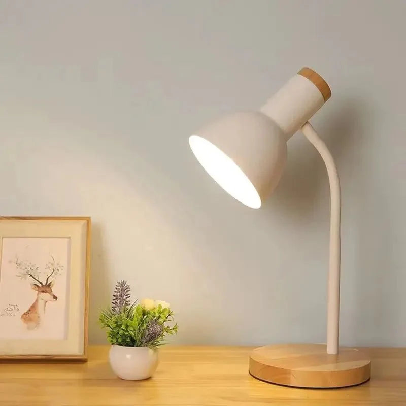 Stylish Nordic LED Desk Lamp with Elegant Wooden and Iron Design