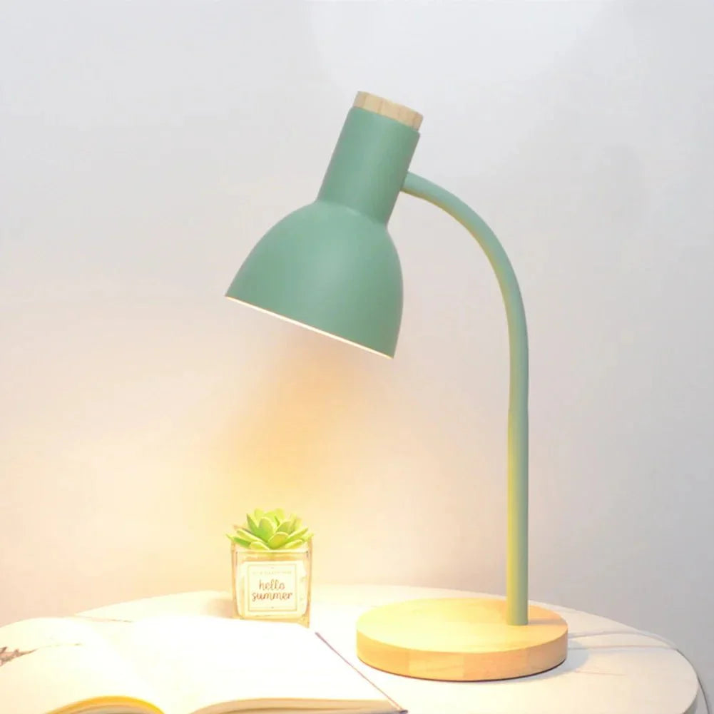 Stylish Nordic LED Desk Lamp with Elegant Wooden and Iron Design