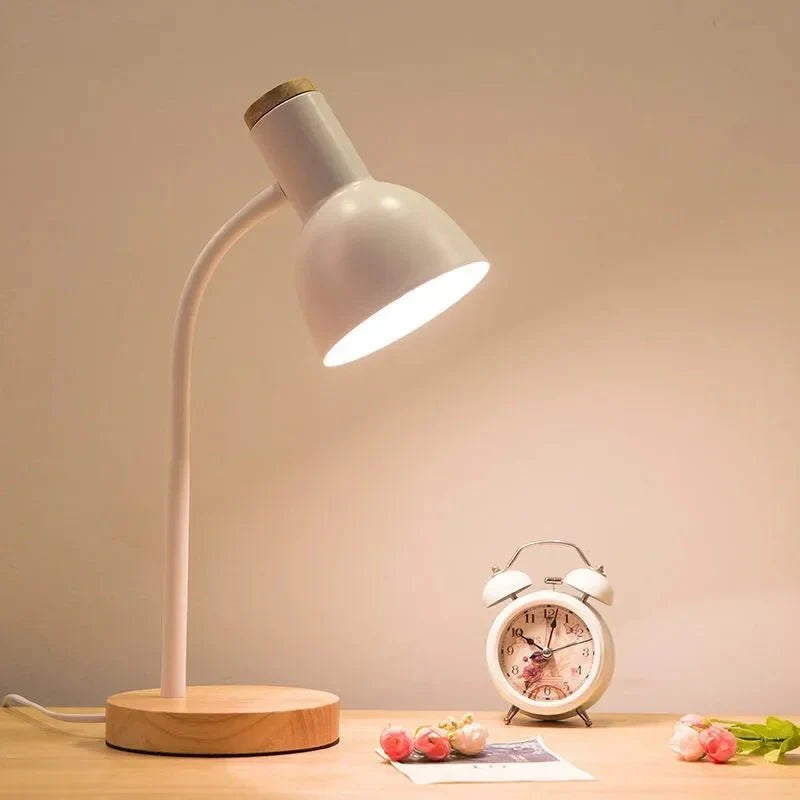 Stylish Nordic LED Desk Lamp with Elegant Wooden and Iron Design