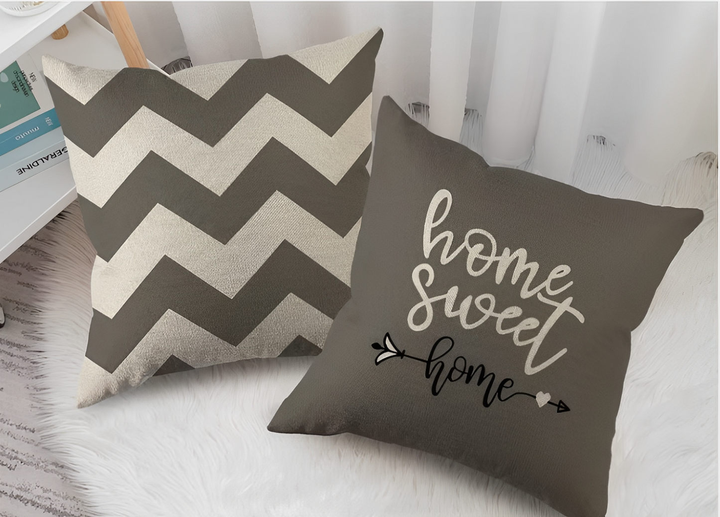 Elegant "Home Sweet Home" Linen Square Cushion Covers