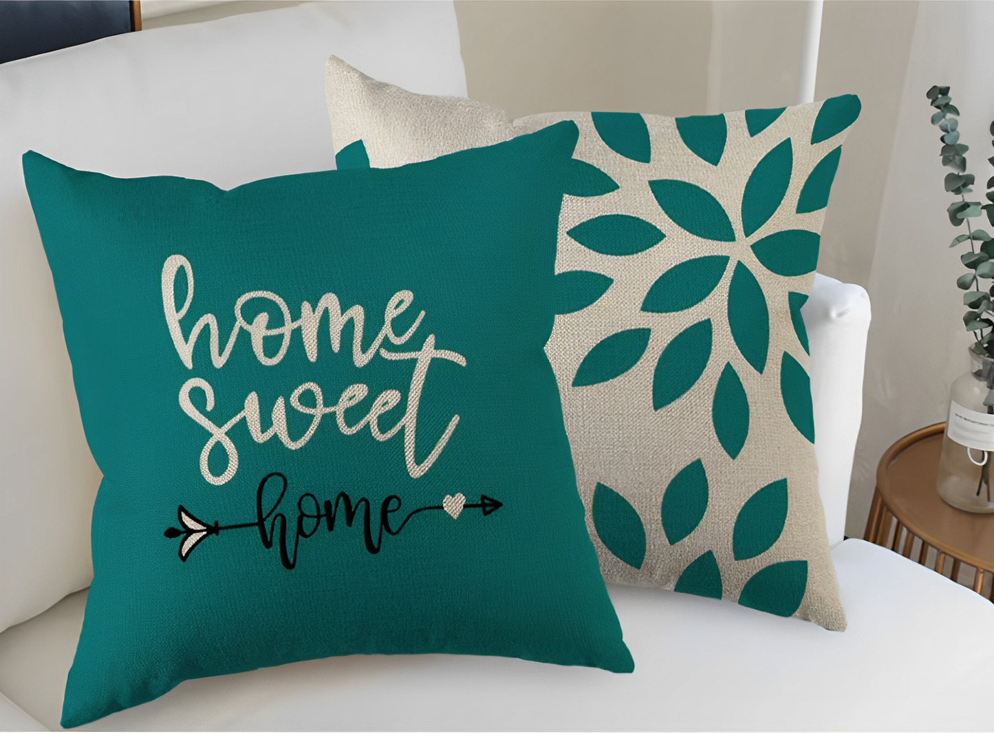 Elegant "Home Sweet Home" Linen Square Cushion Covers