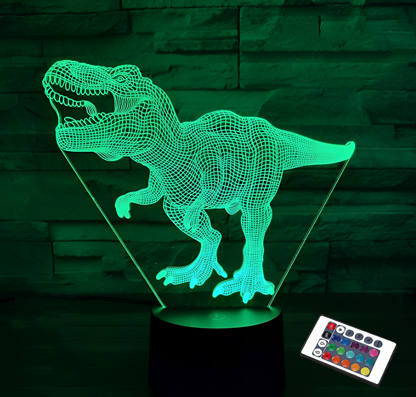 3D T-Rex Dinosaur Night Light Set – Remote Control, 16 Colour Options